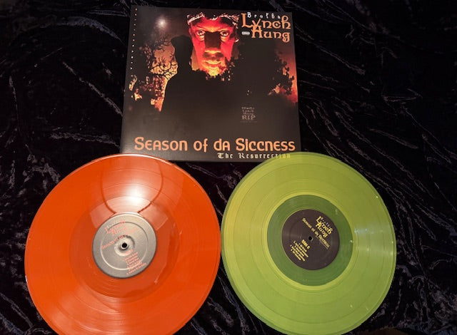 Season of Da Siccness: The Resurrection - 2LP translucent orange and yellow Vinyl records - Front Cover Autographed with Personalized Message! (Video and Picture also will be emailed of Brotha Lynch Hung signing)